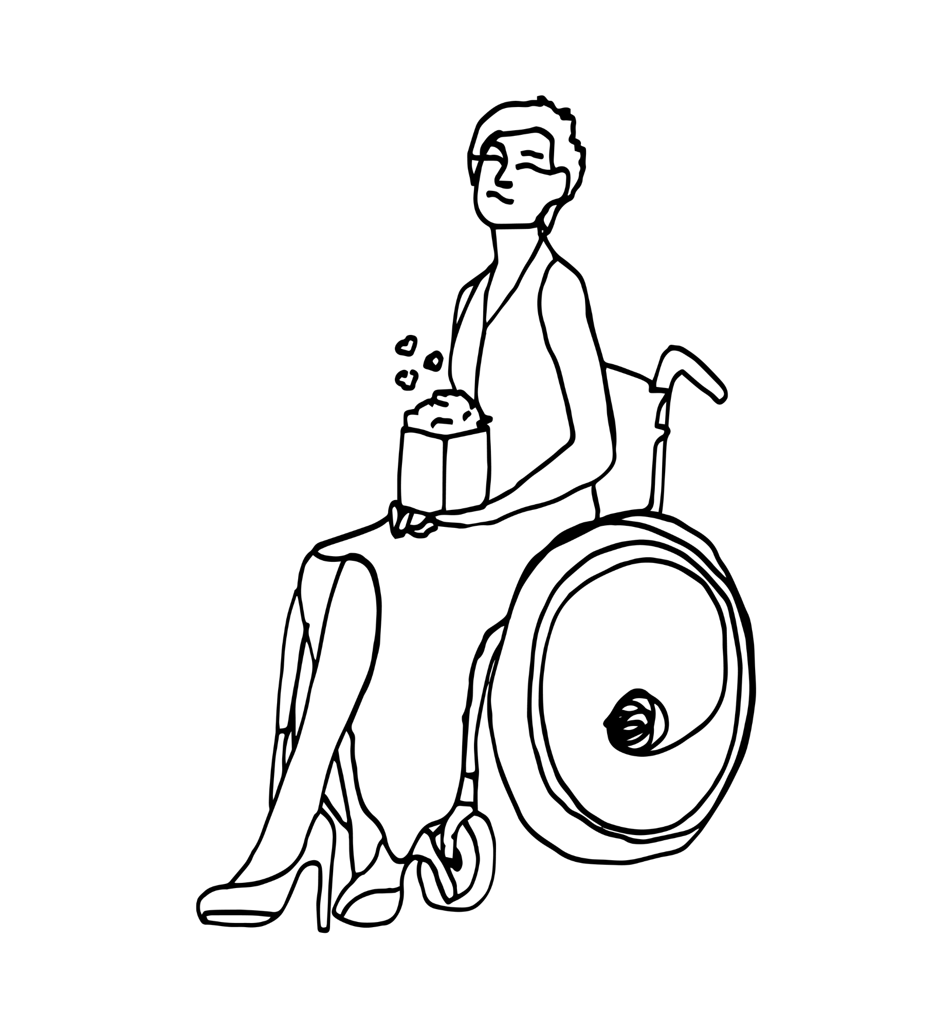 Na grafice ikona kobiety na wózku z popcornem w dłoniach.