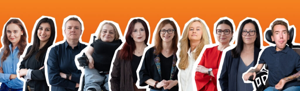 Kolaż zdjęć specjalistów z Pomarańczowego Telefonu Wsparcia.