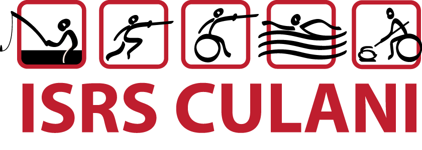 Ma grafice symbole osób z niepełnosprawnościami - sportowców oraz napis ISRS CULANI.