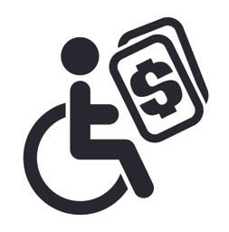 ikonka przedstawiająca postać na wózku i dolara