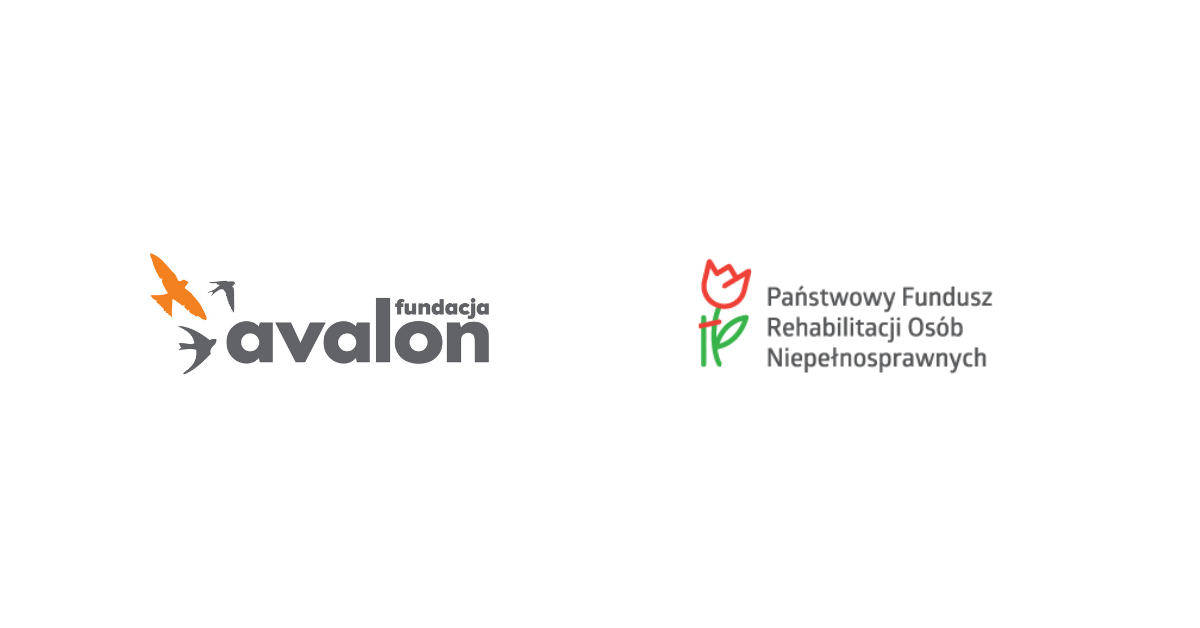 Na grafice logotypy Fundacji avalon oraz Państwowego Funduszy Rehabilitacji Osób Niepełnosprawnych.