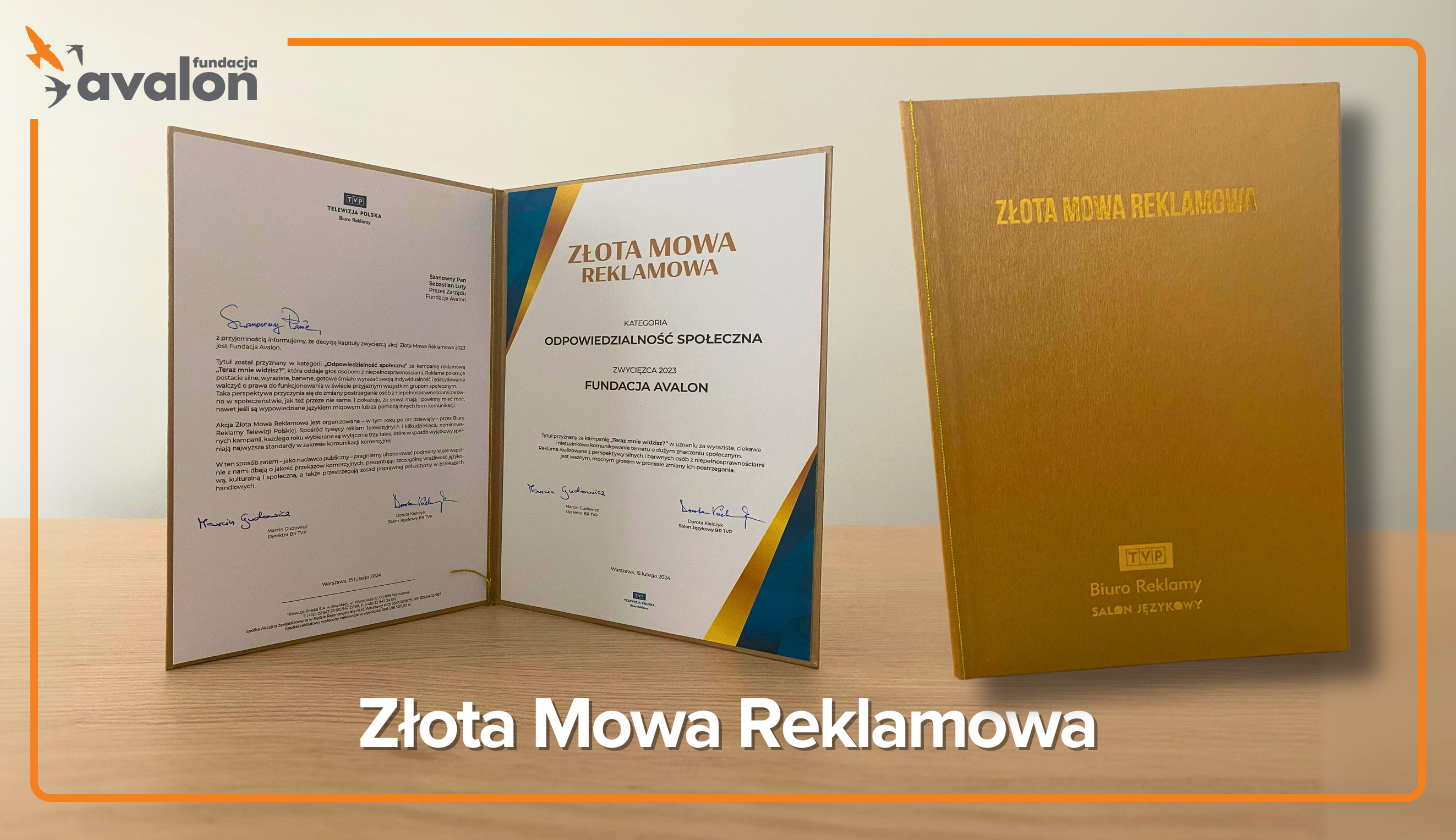 List z wyróżnieniem dla Fundacji Avalon.