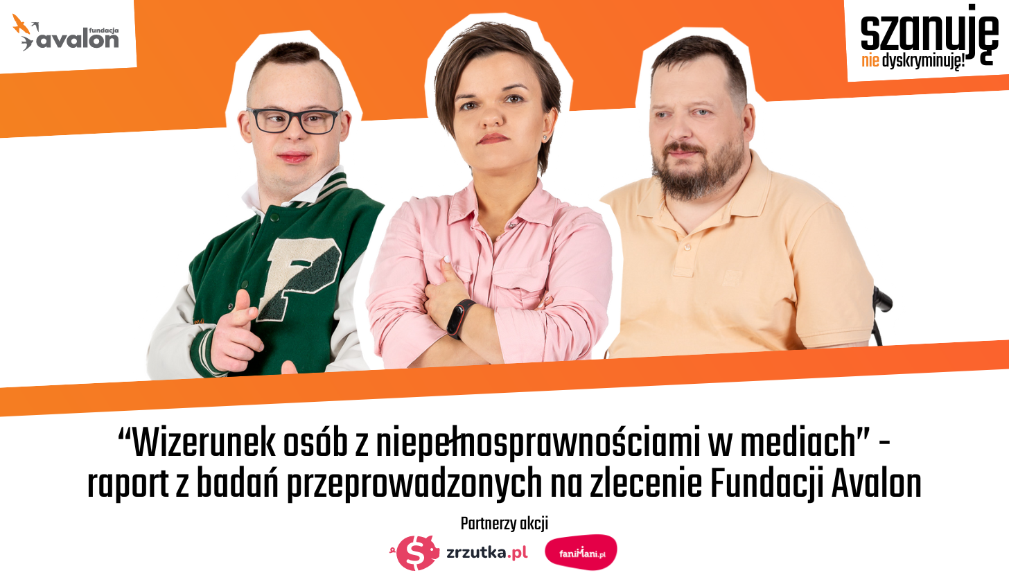 Trzy zdjęcia osób z niepełnosprawnościami: młodego chłopaka z zespołem Downa, niskorosłej kobiety i mężczyzny na wózku.