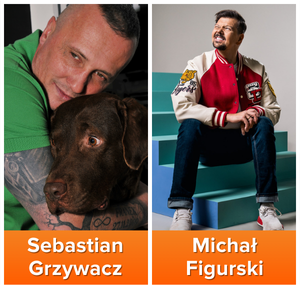 Kolaż dwóch zdjęć - z prawej strony Michał Figurski, z lewej strony Sebastian Grzywacz.