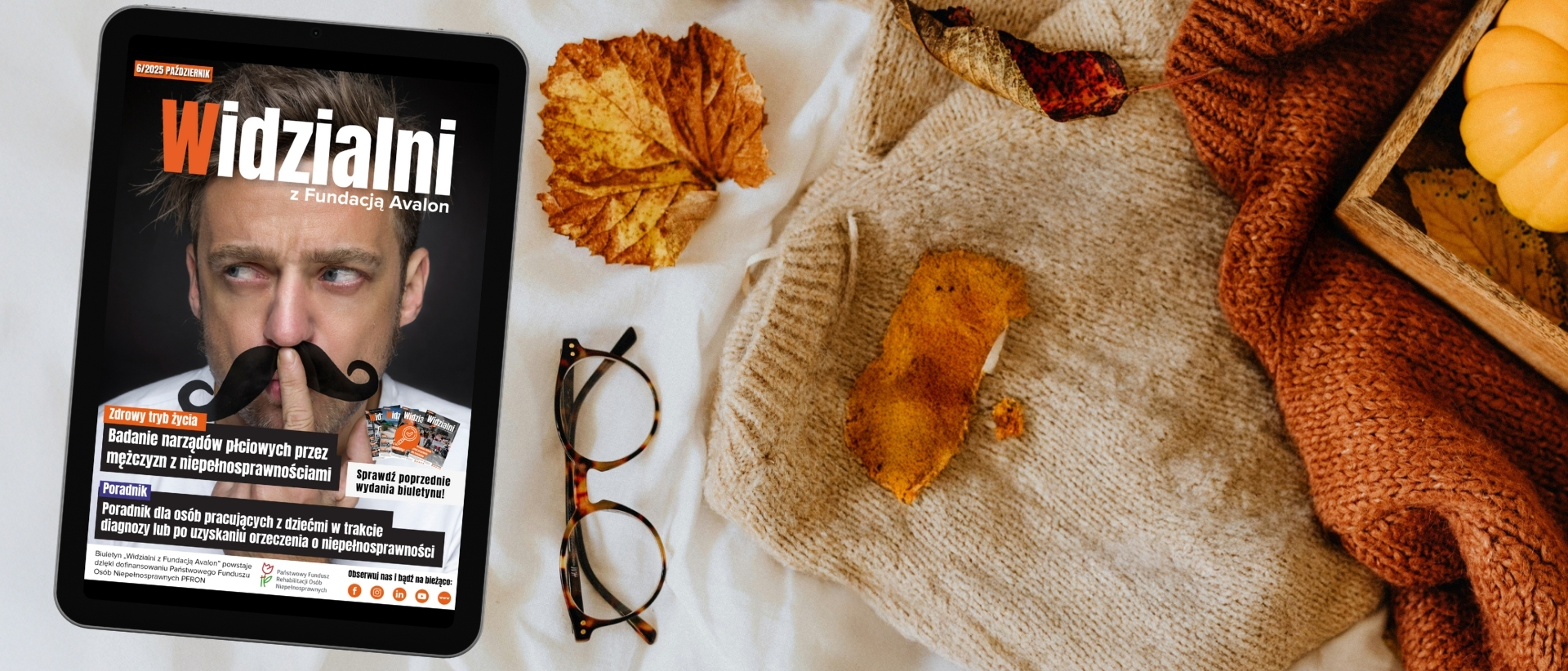 Grafika promująca październikowy numer Biuletynu Fundacji Avalon.