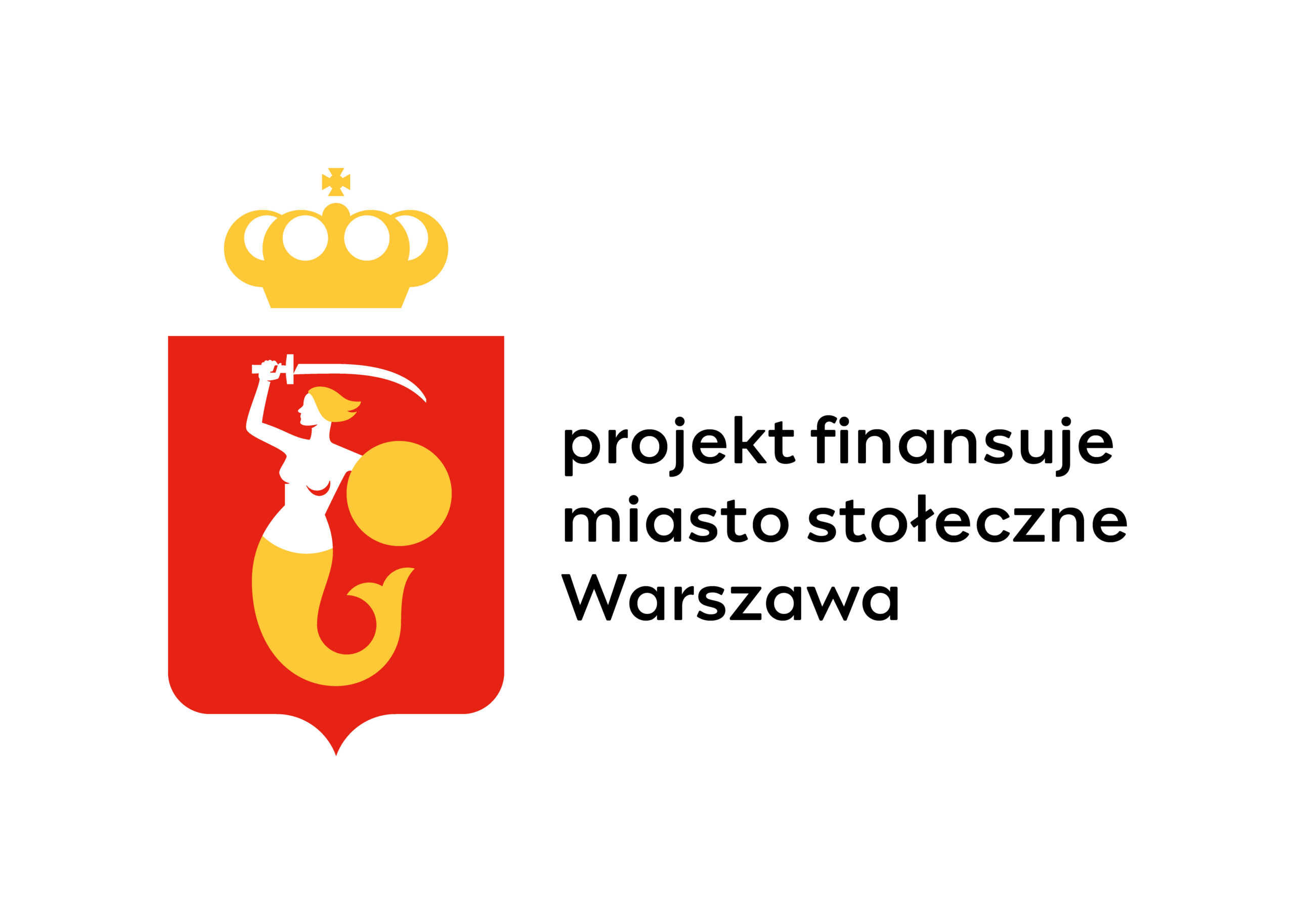 logo Warszawy z tekstem projekt finansuje miasto stołeczne Warszawa.