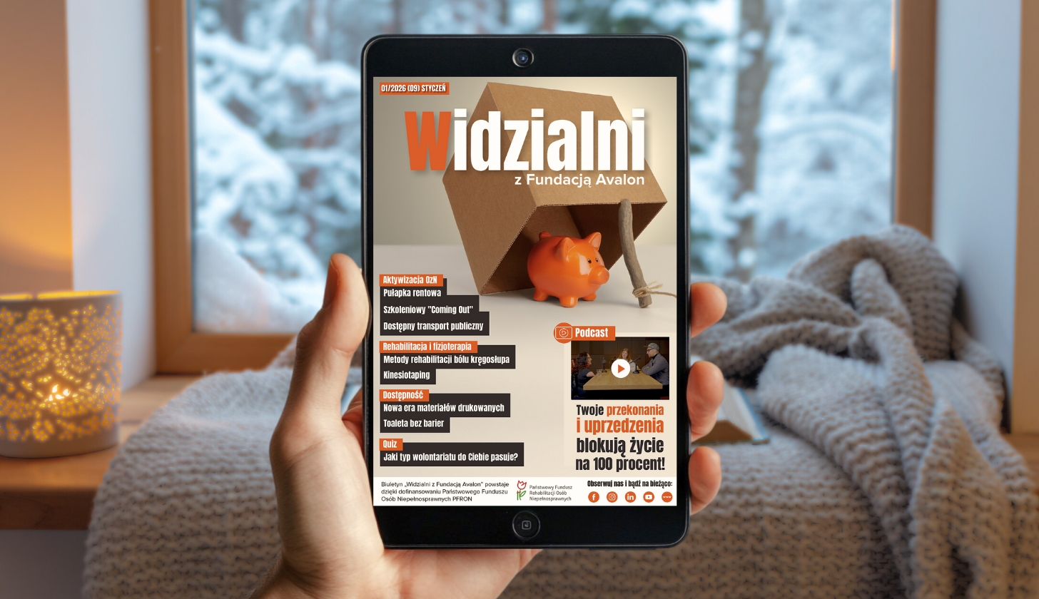 Wizualizacja okładki styczniowego numeru bliletynu na tablecie.