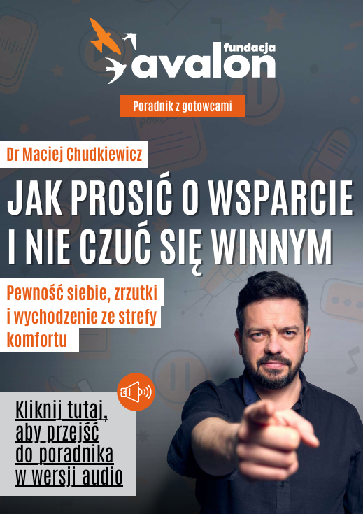 Okładka poradnika jak prosić o wsparcie i czuć się winnym.