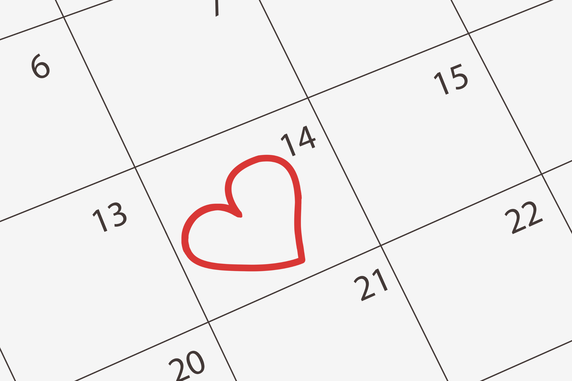 kalendarz z zaznaczoną datą 14 lutego