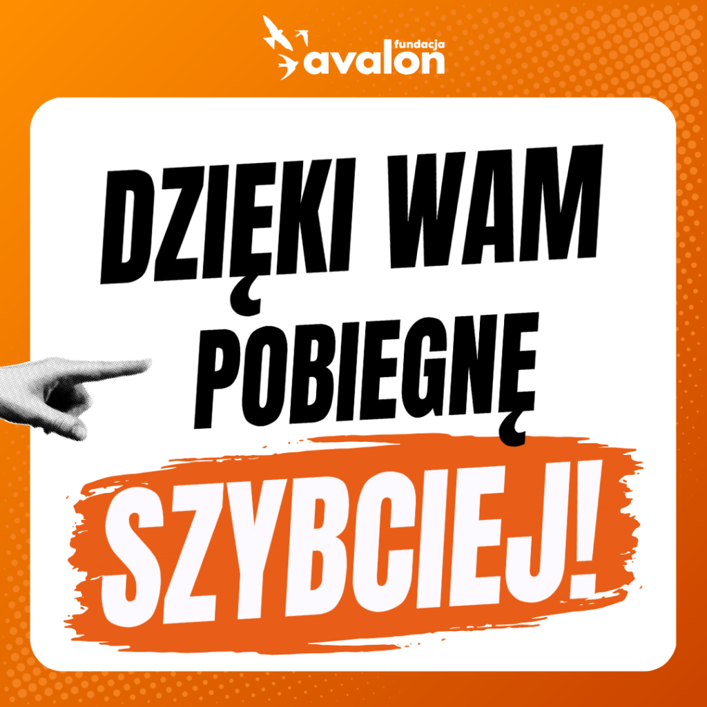 baner z hasłem dzięki wam biegnę szybciej