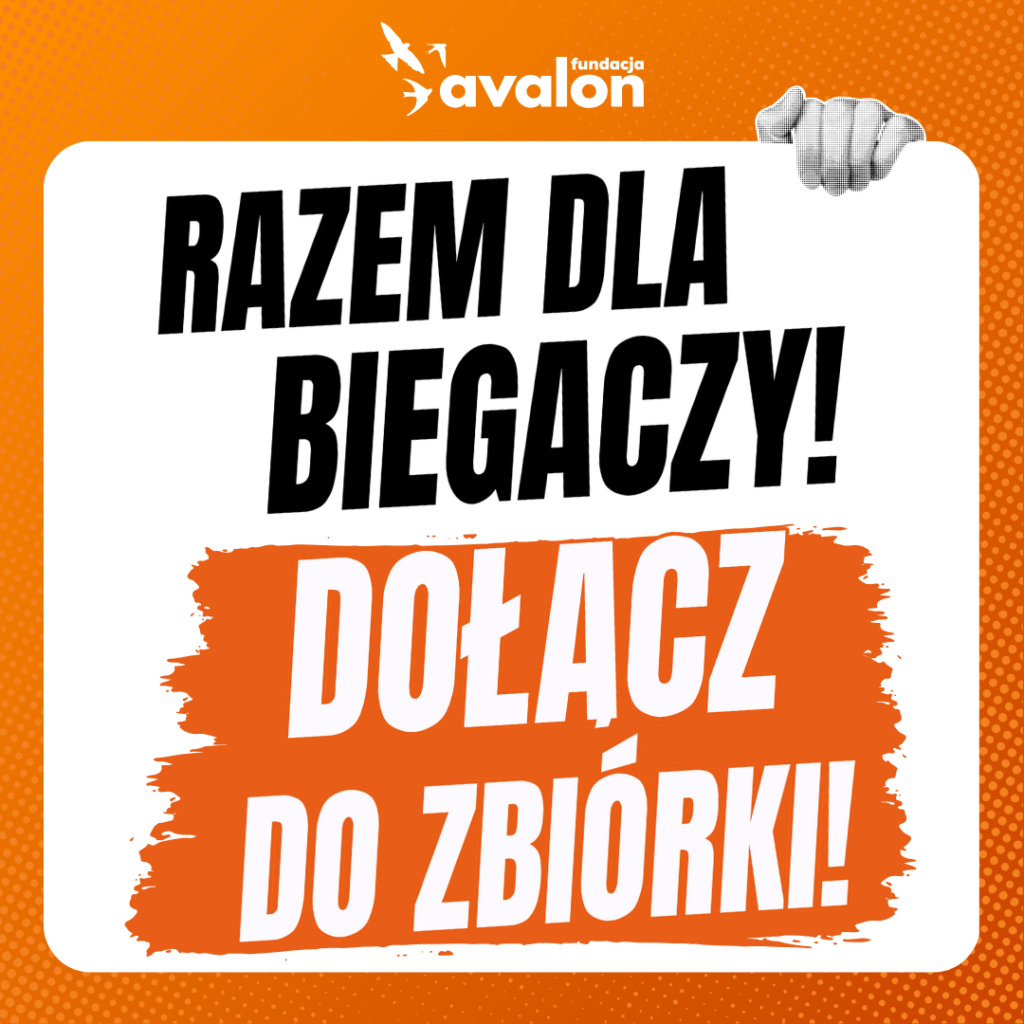 baner z hasłem razem dla biegaczy, dołącz do zbiórki